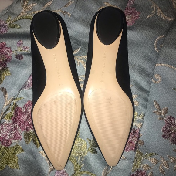 Zara suede/leather wooden heel flat NWOT - Picture 2 of 5